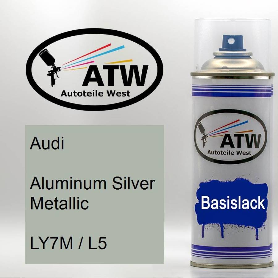 Audi, Aluminum Silver Metallic, LY7M / L5: 400ml Sprühdose, von ATW Autoteile West.